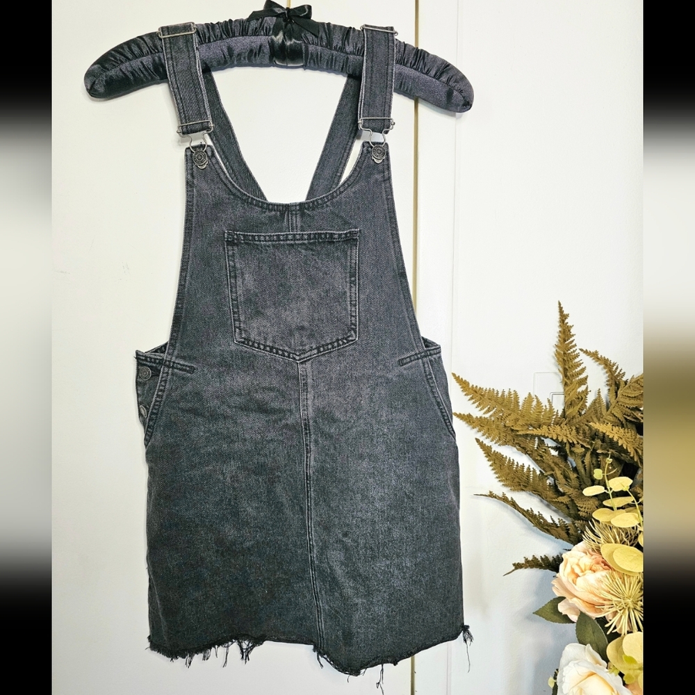 Denim Overall Black Dark Grey Mini Dress